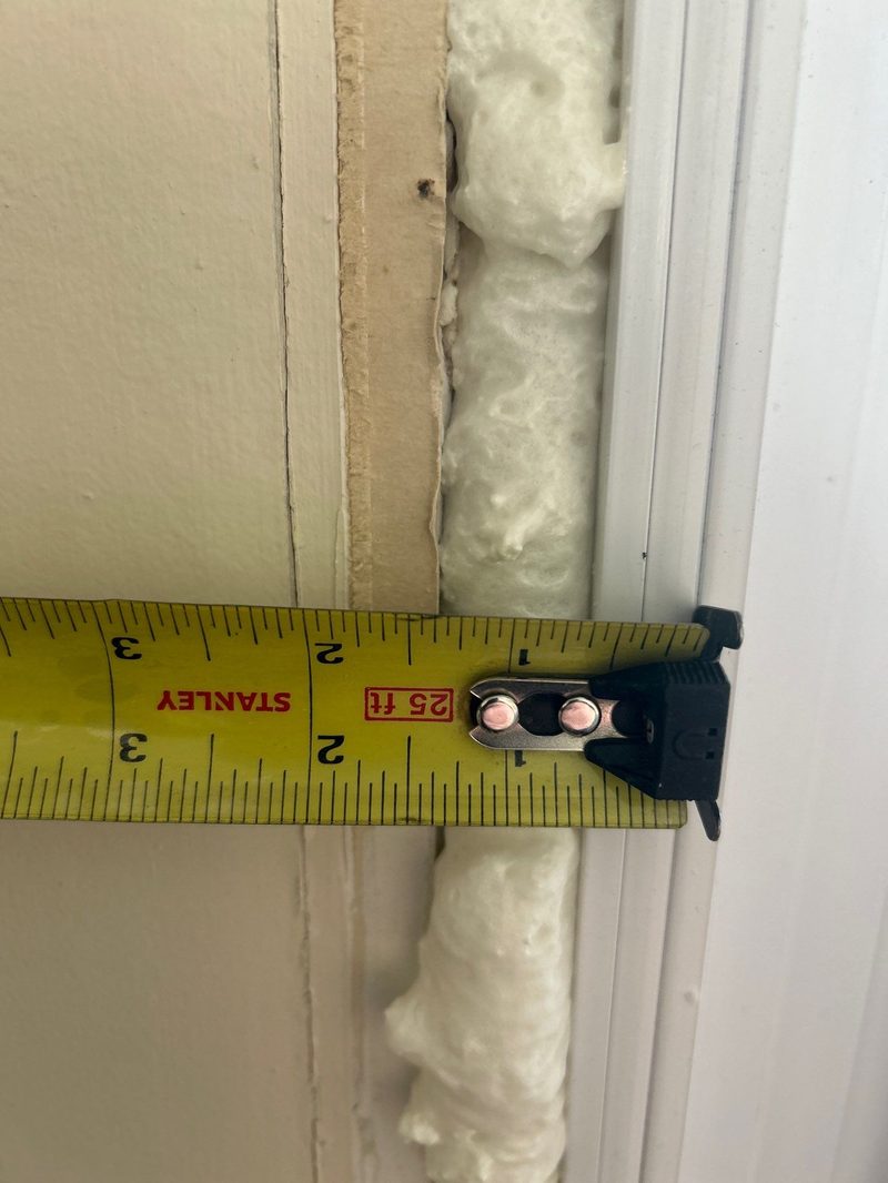 Low-expansion foam being applied for energy seal