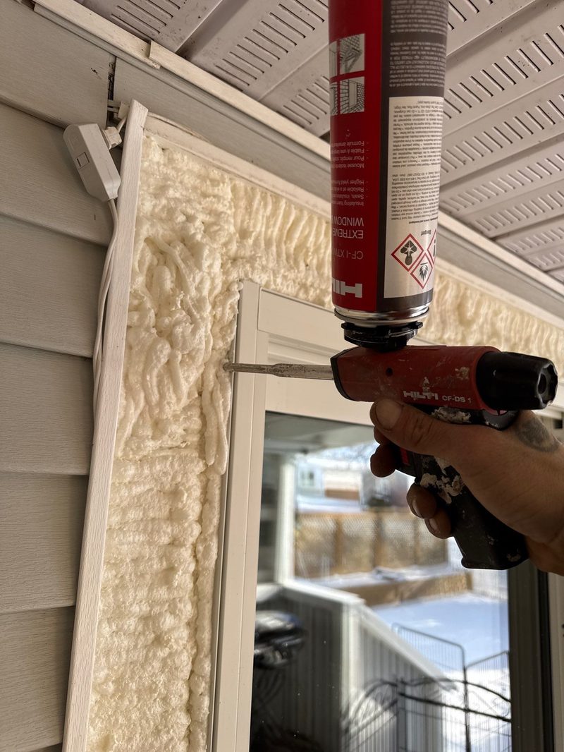 Trimmed foam with exterior sealant applied over backer rod at window frame