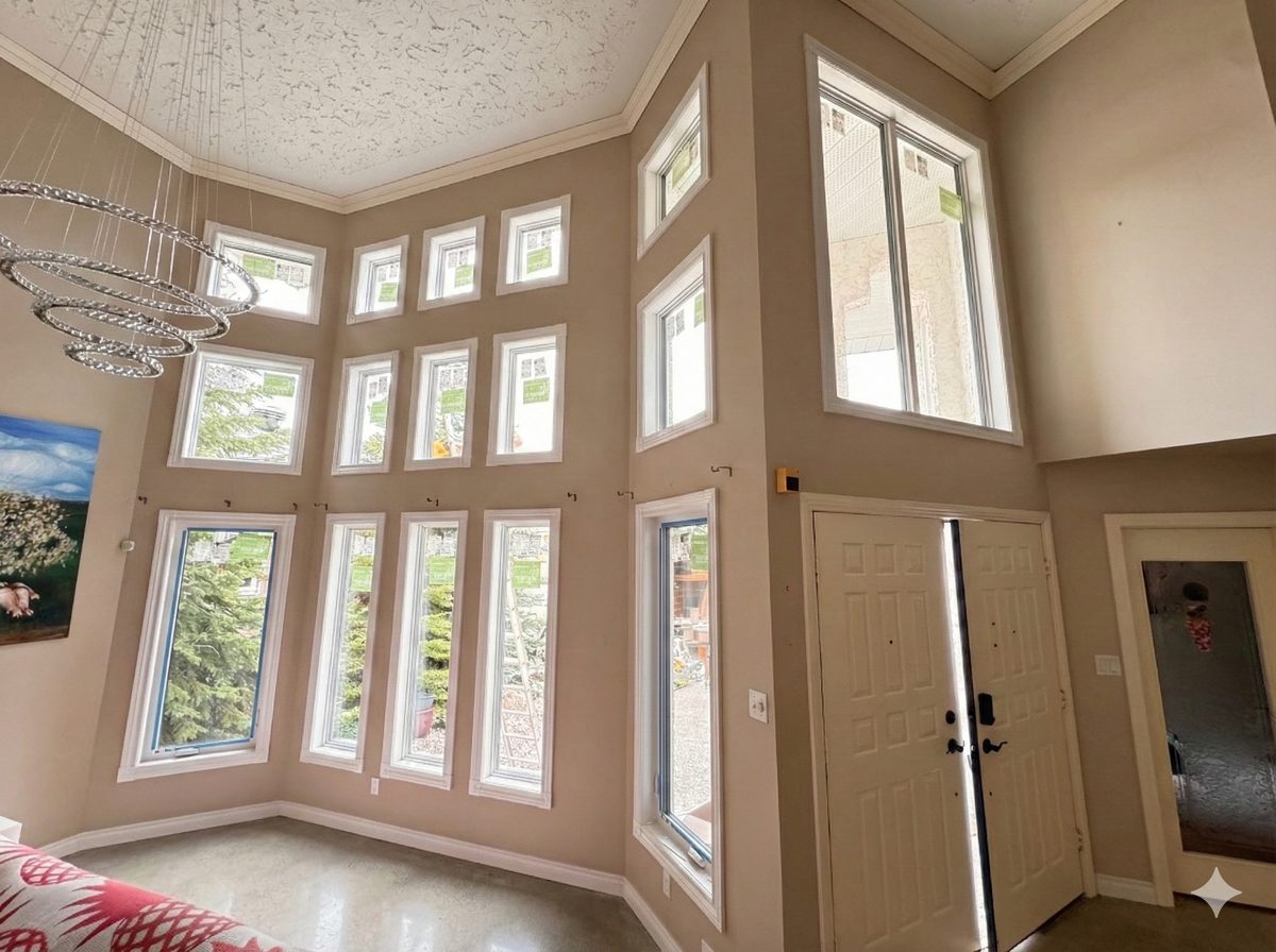 Beautiful new GreenFox windows installed in a Calgary home — interior view